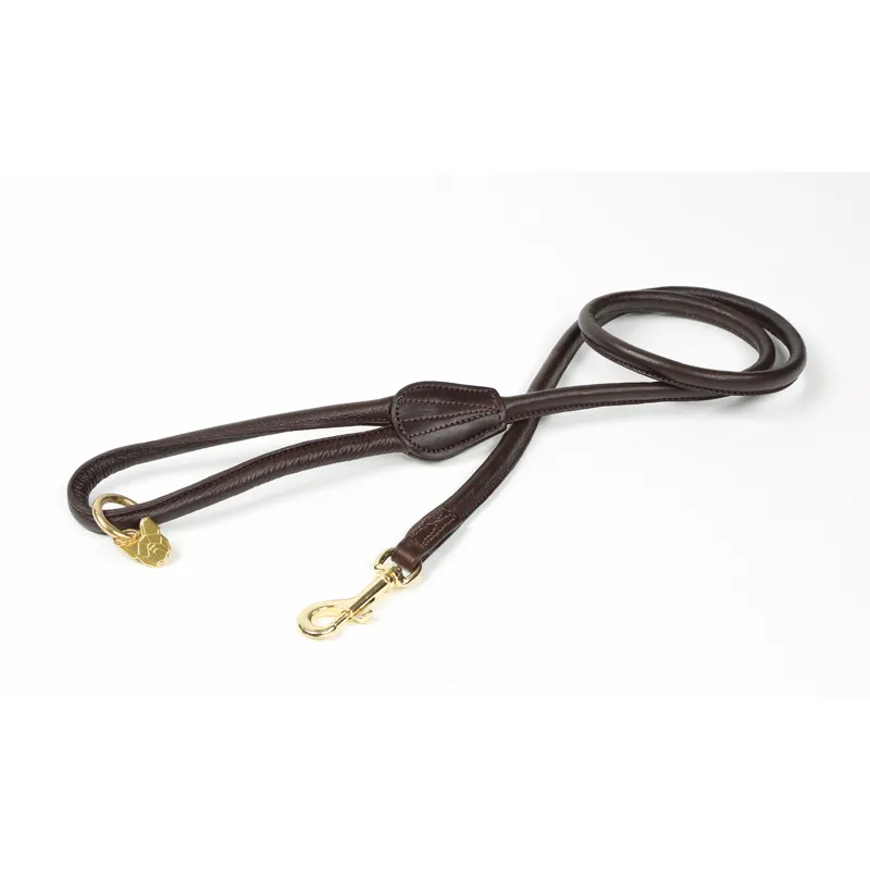 Shires Digby and Fox Rolled Leather Dog Lead - Brown